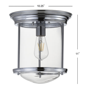 Savannah 10.25" Metal/Glass LED Flush Mount - JONATHAN Y